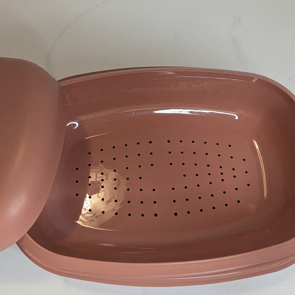 Vintage Tupperware Microwave Food Steamer 6 Cup Dusty Rose 4-Piece 1273-6 EUC - Picture 2 of 9